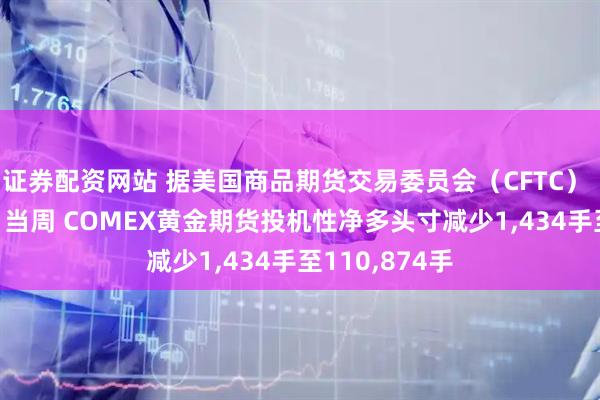 证券配资网站 据美国商品期货交易委员会（CFTC） 截至5月20日当周 COMEX黄金期货投机性净多头寸减少1,434手至110,874手