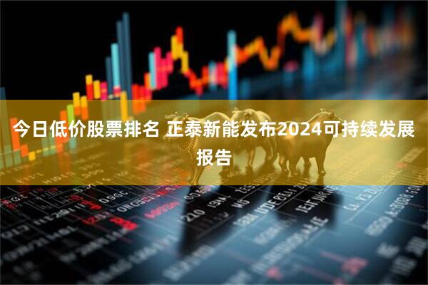 今日低价股票排名 正泰新能发布2024可持续发展报告